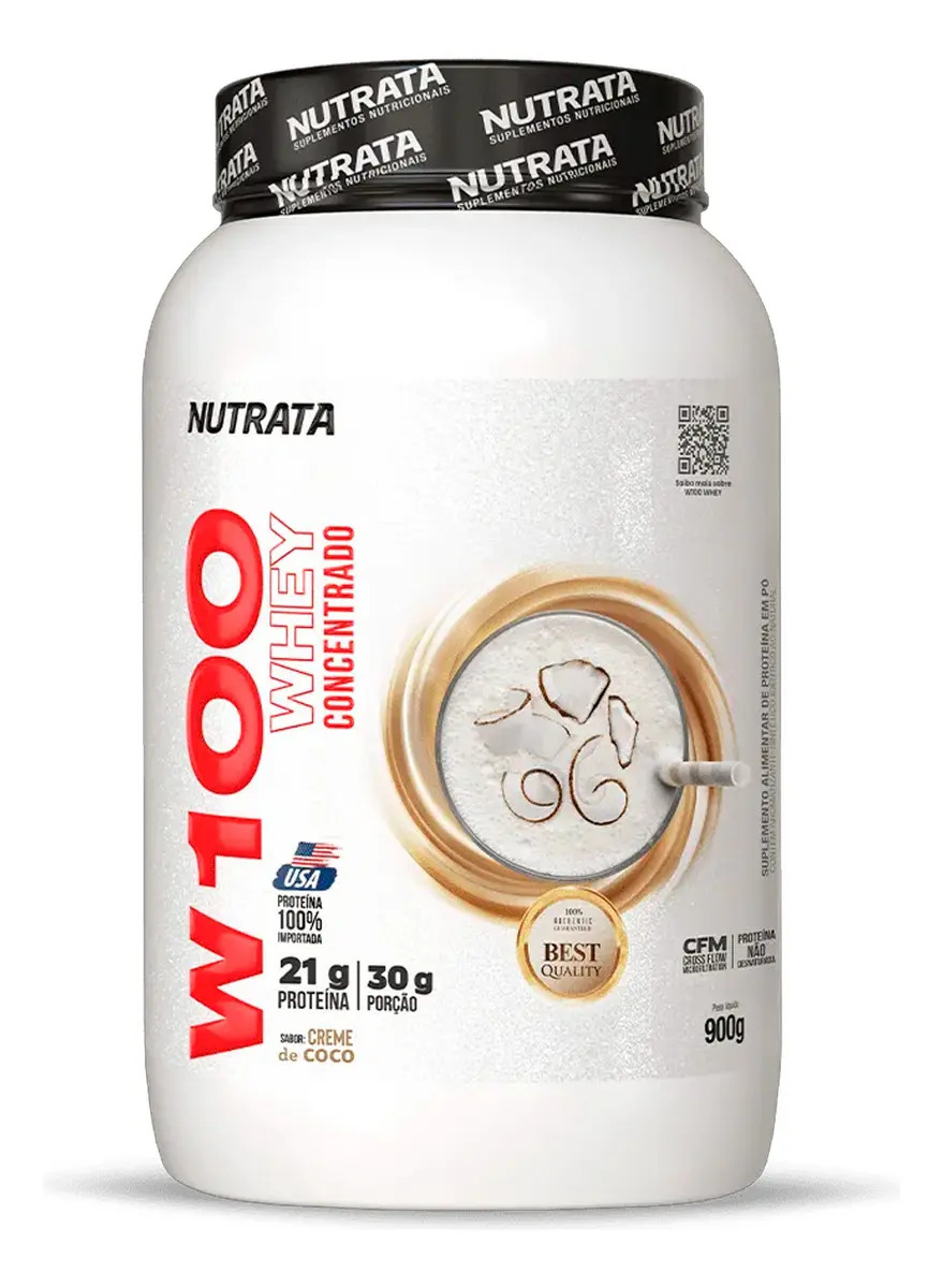 W100 Whey Concentrado Pote Creme de Nutrata 900 g