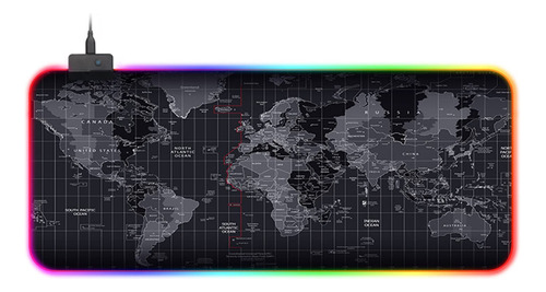 Alfombrilla Raton Para Juego Rgb Estampado Mapa Mundo Efecto