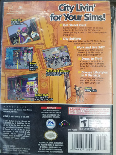 The Urbz Sims In The City Con Manual Para Gamecube FĂsico (Usado)