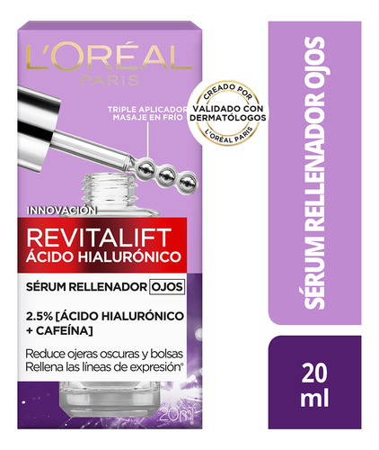 Ácido Hialurónico Sérum de Ojos L'Oréal Paris Revitalift día/noche para piel normal de 20mL