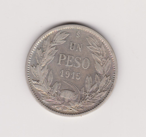 Moneda Chile 1 Peso 1915 Plata Buena +