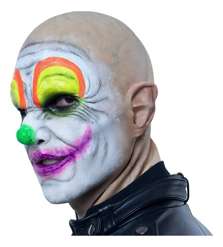 Máscara Payaso Bandido Hiper Realista Clown Halloween Terror Color Neon