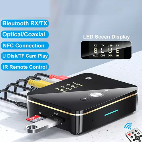 Receptor transmisor Bluetooth, adaptador AUX Bluetooth 2 en 1, adaptador  Bluetooth V5.0 para TV/coche/altavoce/estéreo doméstico/PC, combina 2