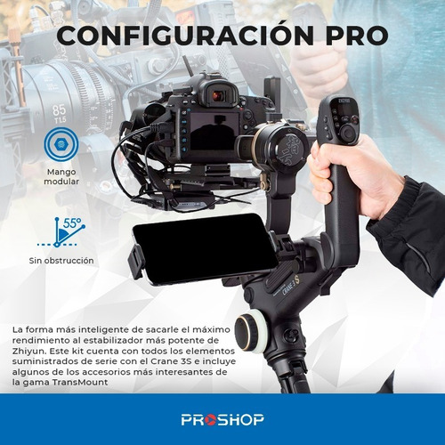 Imagen 3 de 10 de Gimbal Estabilizador Zhiyun Crane 3s Pro Pack Camaras 3-axis
