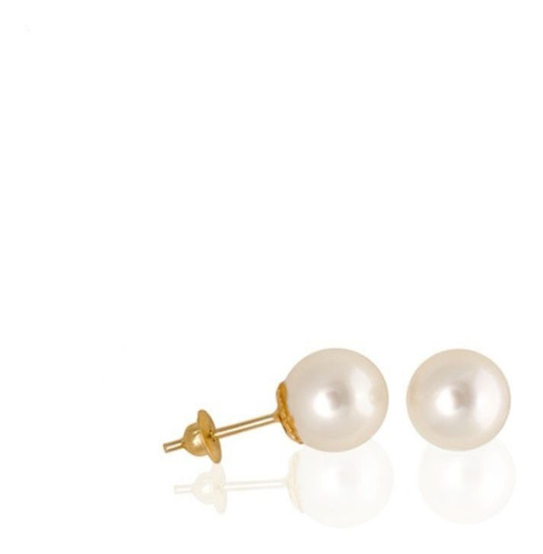 Brinco De Ouro 18k 750 Com Pérola Natural 6mm