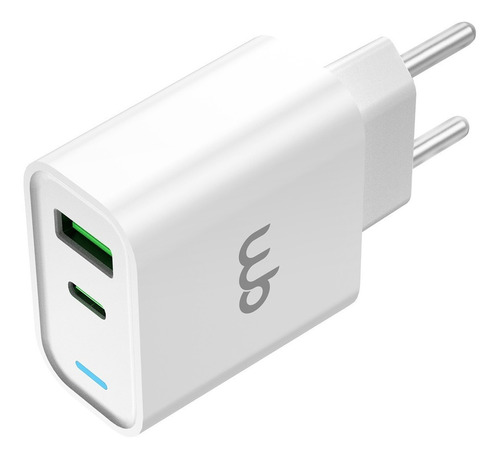 Carregador Turbo Wb Duas Portas Usb-c E Usb-a 20w Compatível Com Kindle, iPad E Tablet Branco