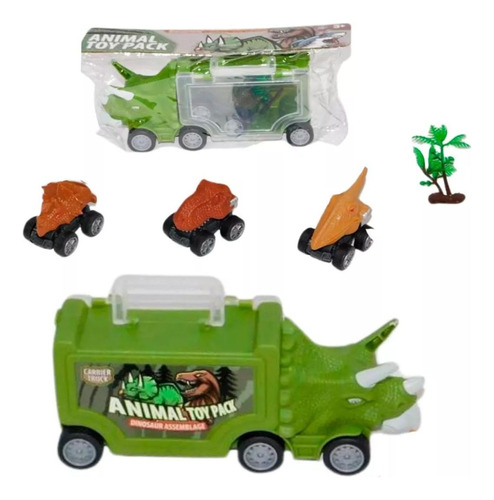 Carro Dinosaurios Lonchera + 3 Autos Rex Juguetes Niños