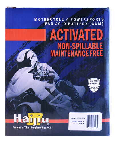 Imagen 3 de 9 de Batería Moto Haijiu Hb12al-a-fa Agm Gel Libre Mantenimiento