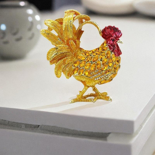 Ornamento De La Caja De Joyeros De Gallo Elegante Small