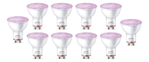 Combo X10 Lampara Led Spot Philips Wfb 50w Gu10 Rgb Intelig.