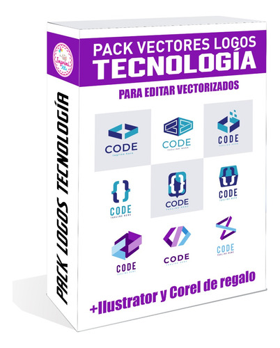 Pack Vectores 200 Logos Tecnologia Diseños Editables #v315