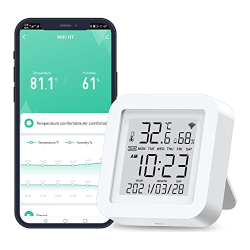 Sensor Temperatura Humedad Inteligente Wifi Monitor Lcd