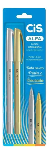 Caneta Esferográfica 1.0 Prata E Ouro Alfa - Cis Cor da tinta Dourada Cor do exterior Dourado