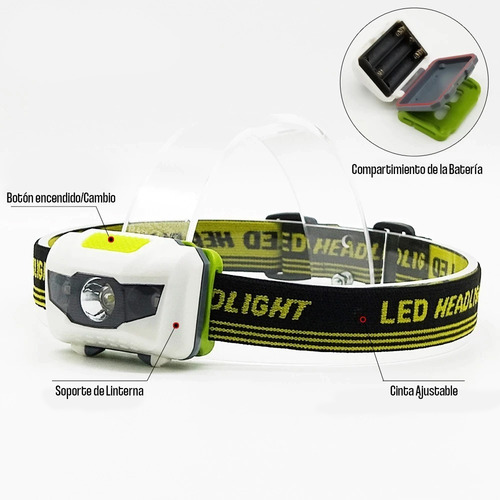 Linterna De Cabeza Lexus Led 200 Lumenes Camping Trekking