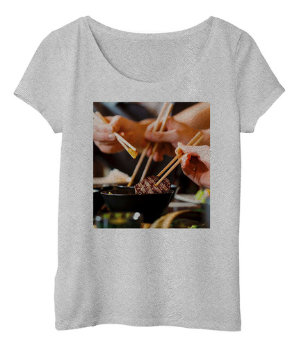 Remera Mujer Palitos Chinos Para Comer Comida Deco P1