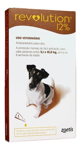 Antipulgas Revolution 12% Para Cães De 5,1 A 10kg - Zoetis