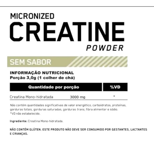 Creatina Monohidratada Optimum Nutrition 300g Pura Importada Sem Sabor