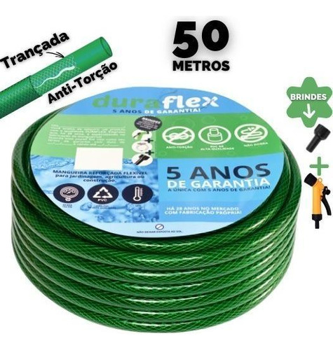 Mangueira Jardim Verde Trançada Antitorção 50 Metros