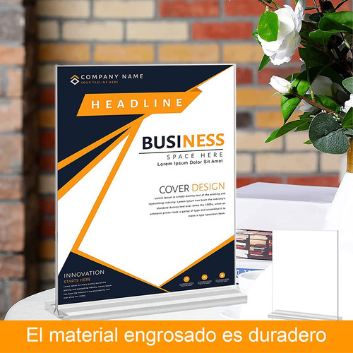 2 Pack Porta Acrílica Menú Tamaño Carta 21 X 15 X 4.5 Cm Transparente