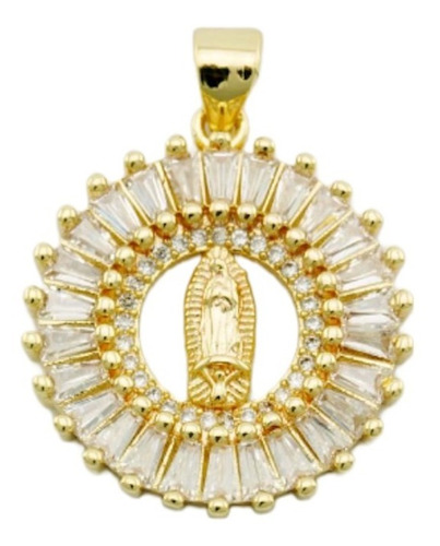 Dije De Virgen Con Zirconias Oro Laminado De 18k C/c 1pz