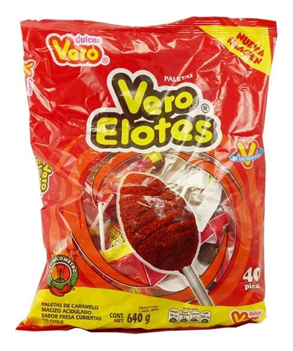 Pack 3 Paleta Elote Vero Con 40 Piezas C/u Piñata Bolo Dulce