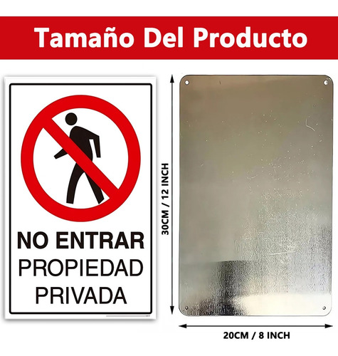 Señal De Advertencia No Entrar Propiedad Privada 20x30cm