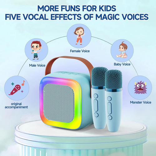 Altavoz Bluetooth Portátil Con 2 Micrófonos Para Karaoke Led