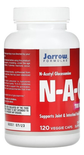 Jarrow Formulas, N-a-g, 700 Mg, La Forma Versátil De Glucosamina Que Respalda La Salud Intestinal Y De Las Articulaciones,  Es El Precursor Del Cuerpo Del Ácido Hialurónico, 120 Cápsulas Veganas