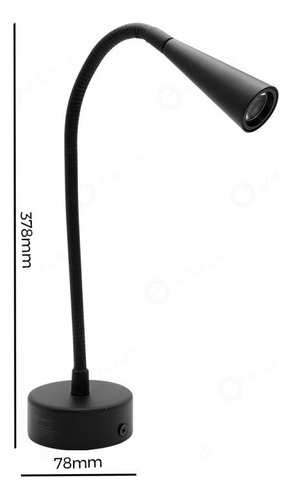Arandela Led Cabeceira Flexivel Preto 3w 3000k Bivolt 240lm