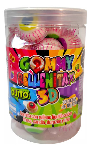 Gommy Rellenitax 3d Ojos De Gomita Relleno Liquido Bote 30pz