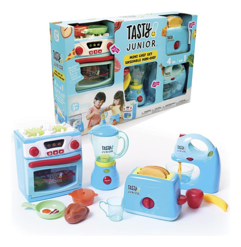 Set De Juego De Cocina Mini Chef Tasty Junior Color Celeste