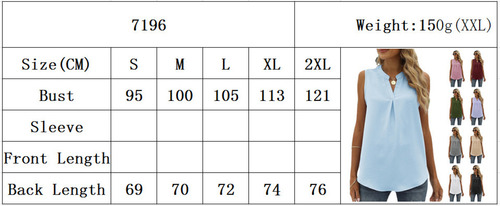 Blusa Casual De Gasa Con Cuello En V Y Sin Mangas Para Mujer