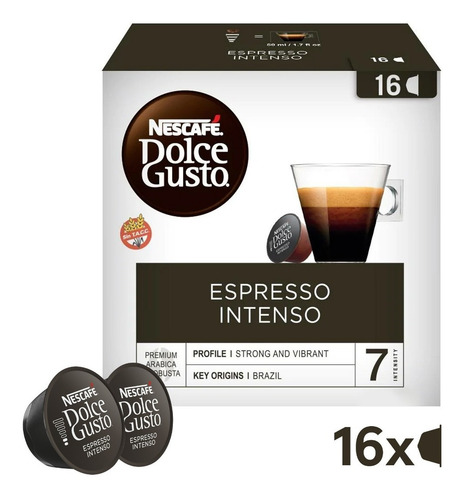 Capsulas Nescafé Dolce Gusto espresso intenso 16 unidades