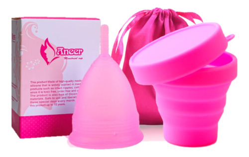 Copa Menstrual  + Vaso Esterilizador Color Rosa + bolsita y caja