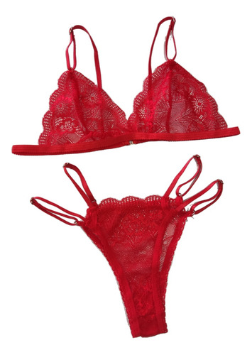 Conjunto Mujer Bralette Encaje | Less Regulable | Paris Rojo