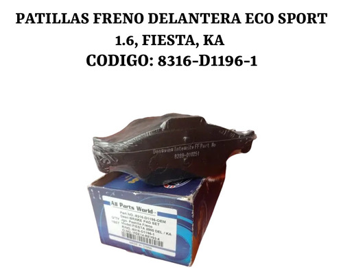 Patillas Freno Delantera Eco Sport 1,6, Fiesta, Ka 