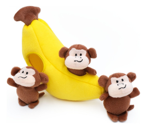 Brinquedo Pelúcia Zippypaws Burrow Banana E Macaco Para Cães