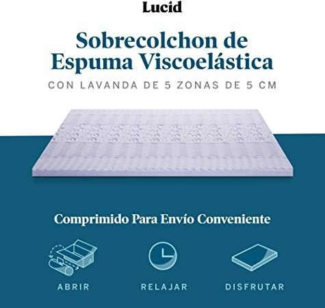 Lucid Memory Foam Gel Sobrecolchón Lavanda Colchoneta T King