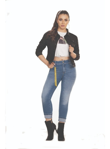 Imagen 1 de 2 de Jean Dama Ochentero Gran Jeans Tiro Medio Bota Tubo