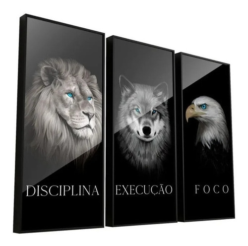 Quadro Disciplina Execução E Foco 3 Pç | G 123x92cm C/ Vidro