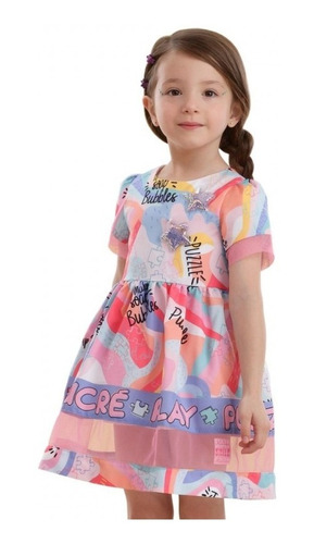 Vestido Infantil Colorido Rosa Mon Sucré Pop Play 20216