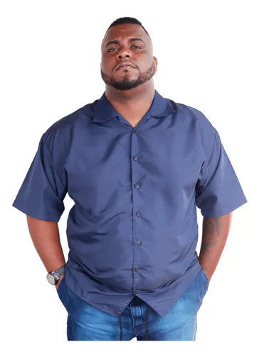 Camisa Social Manga Curta Extra Grande Plus Size Masculina