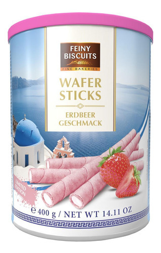 Canudo Wafer Sticks Strawberry Com Recheio De Morango 400g