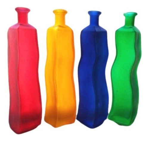 Botella Color Onda Vidrio Agua  Decoracion