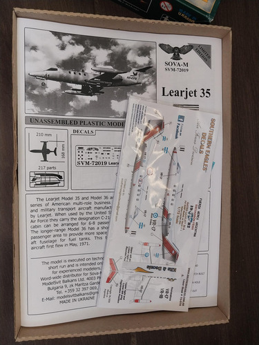 Maqueta Avion Learjet 35 1/72 Sova P Armar Calcas Argentinas