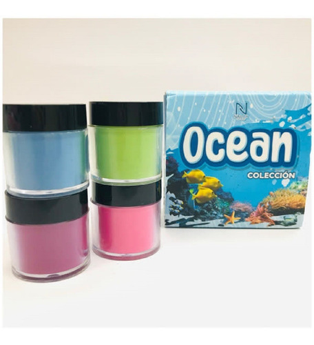 4 Coleccion Ocean Polvo Acrilicas Nailux De Mexico Estylosas