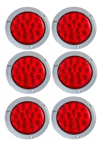 6 Plafónes De Led Rojos Fijo Y Estrobo 12/24v Micas