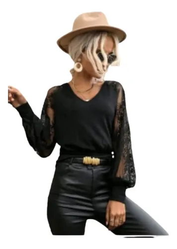 Blusa con manga de tul sale