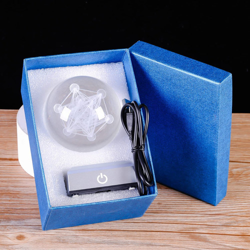 Bola De Cristal En Forma De Cubo De Metatrón 3d Con Luz Led