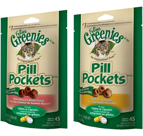 ~? Greenies Feline Pill Pockets Cat Treats, (2), Bolsas De 1